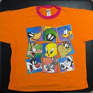 1996 Looney Tunes orange shirt Warner Bros 3XL